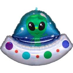 BALLON METALLIQUE ALIEN DANS SOUCOUPE VOLANTE 71 X 53 CM