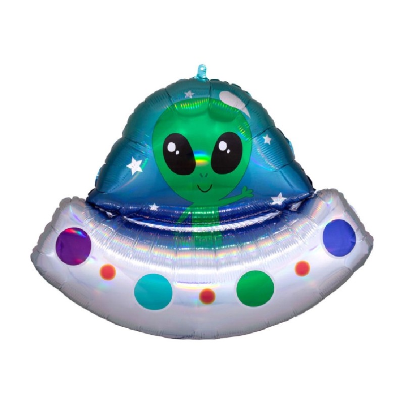 BALLON METALLIQUE ALIEN DANS SOUCOUPE VOLANTE 71 X 53 CM