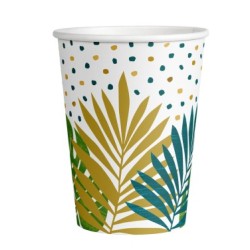 8 GOBELETS  FEUILLES TROPICALES OR ET VERT 255 ML 