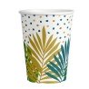 8 GOBELETS FEUILLES TROPICALES OR ET VERT 255 ML