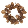 COURONNE AUTOMNALE FEUILLES ET POMMES DE PIN 16CM