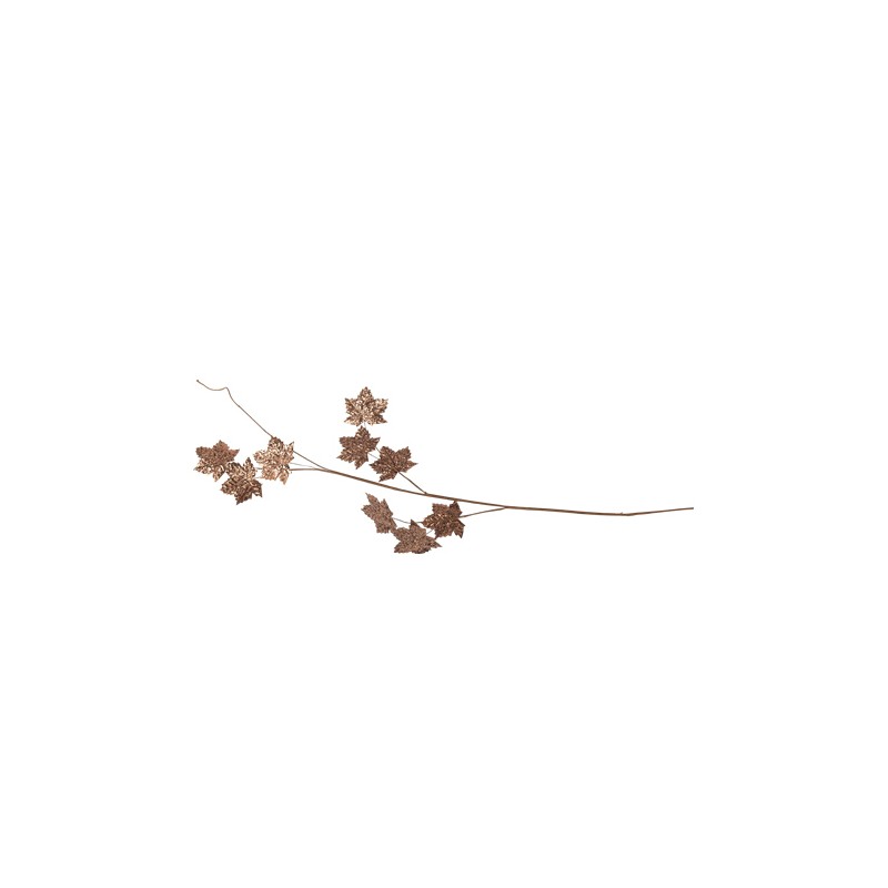 BRANCHE FEUILLES D ERABLE PAILLETTES CHOCOLAT 75 CM