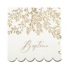 16 SERVIETTES BAPTEME JOLIS BRINS BLANCHES ET OR 33 X 33 CM 