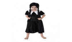 DEGUISEMENT ROBE NOIRE ELVIRA ADAMS MERCREDI TAILLE 116 CM