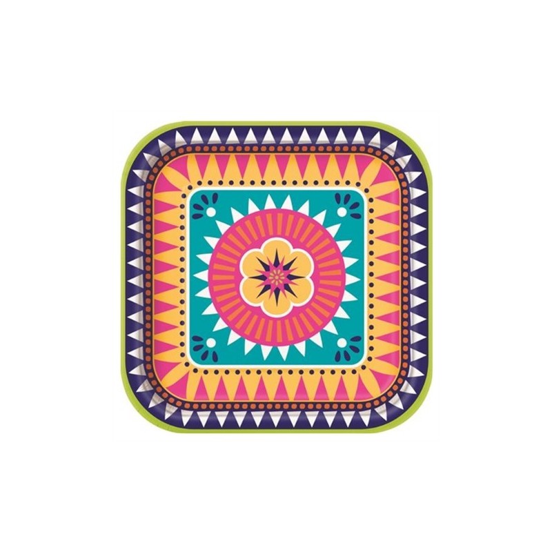 8 ASSIETTES COLOREES BOHO FIESTA 22.2 X 22.2 CM 8 ASSIETTES COLOREES BOHO FIESTA 22.2 X 22.2 CM