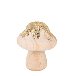 CHAMPIGNON BOIS PAILLETTES OR 7 X 6 CM