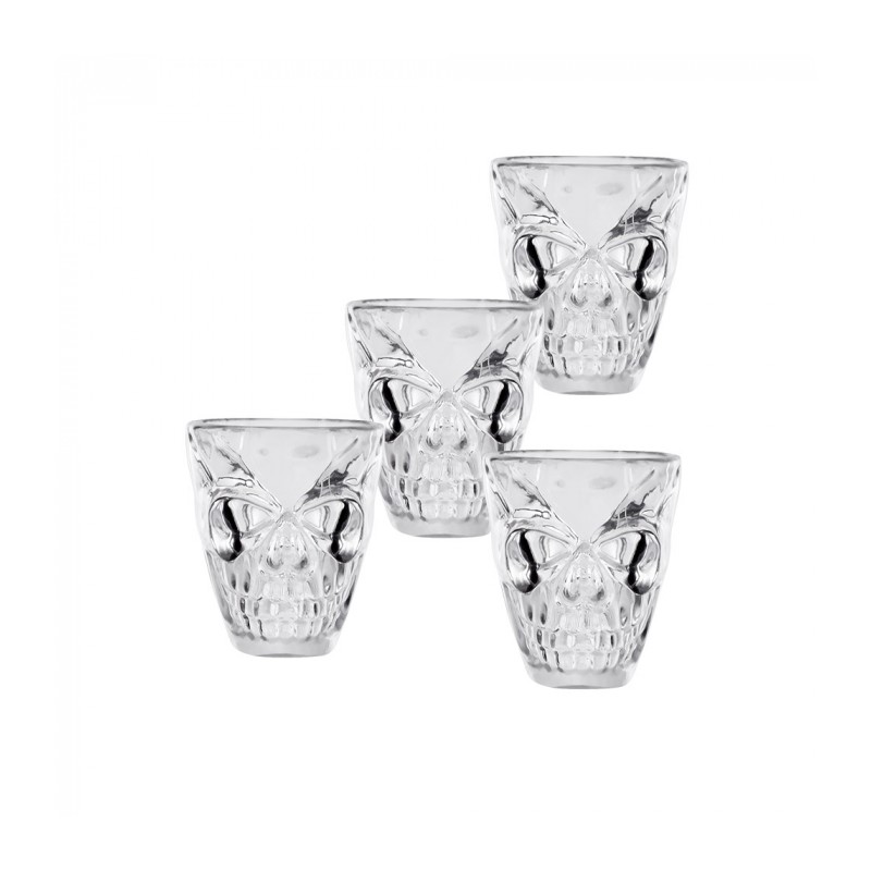 4 VERRES A SHOT EN PLASTIQUE TETE DE MORT 50 ML 