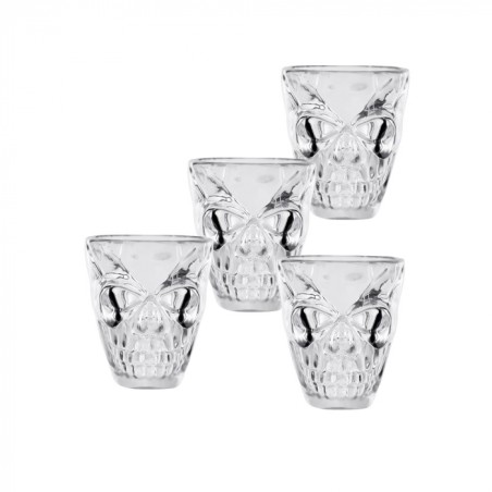 4 VERRES A SHOT EN PLASTIQUE TETE DE MORT 50 ML 