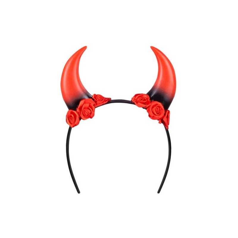 SERRE-TETE DIABLE AVEC ROSE ROUGE