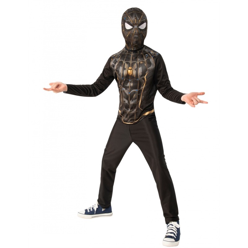 DEGUISEMENT CLASSIQUE SPIDERMAN NO WAY HOME NOIR ET OR TAILLE 8-10 ANS 