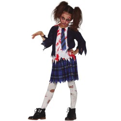 DEGUISEMENT ECOLIERE ZOMBIE EN SANG TAILLE 5-6 ANS 