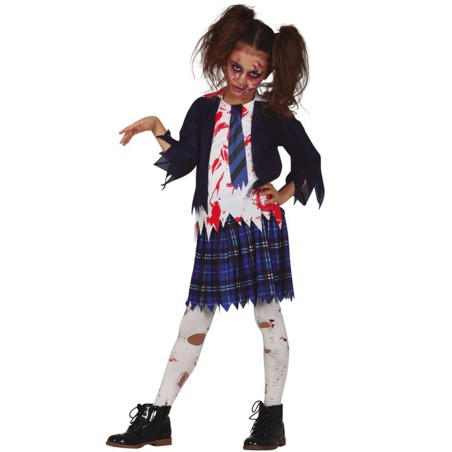 DEGUISEMENT ECOLIERE ZOMBIE EN SANG TAILLE 5-6 ANS 