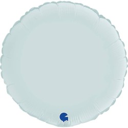 BALLON METALLIQUE ROND SATIN BLEU PASTEL 46 CM