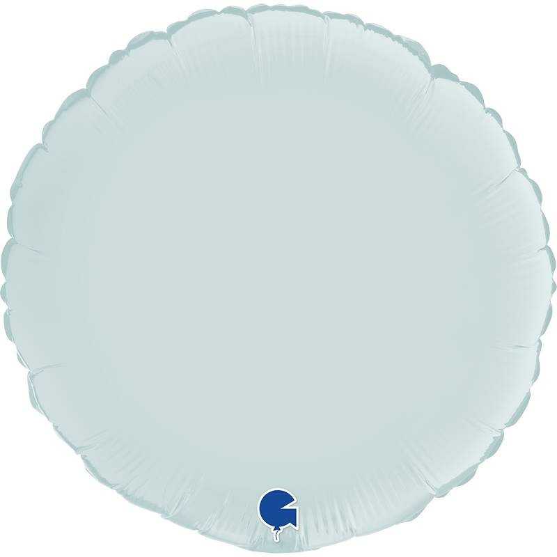 BALLON METALLIQUE ROND SATIN BLEU PASTEL 46 CM 