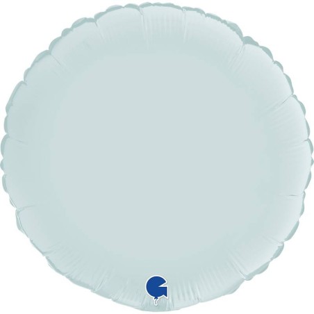 BALLON METALLIQUE ROND SATIN BLEU PASTEL 46 CM 