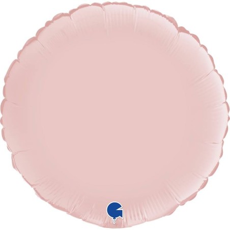 BALLON METALLIQUE ROND SATIN ROSE PASTEL 46 CM 