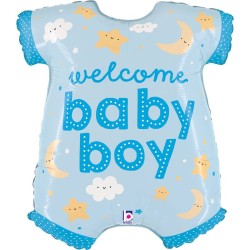 BALLON METALLIQUE BODY BLEU WELCOME BABY BOY 79 CM 