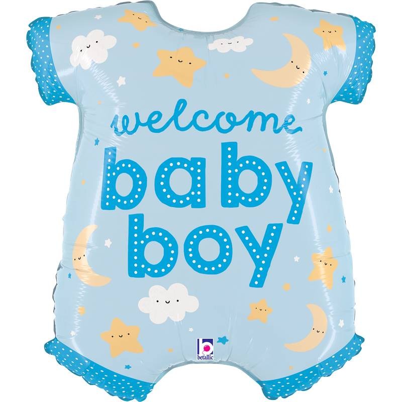 BALLON METALLIQUE BODY BLEU WELCOME BABY BOY 79 CM 