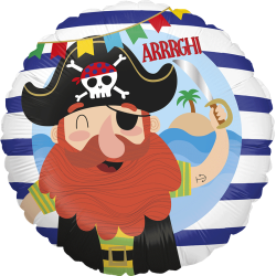 BALLON ROND METALLIQUE PIRATE 46 CM 