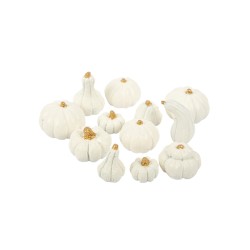 12 MINI CITROUILLES EN RESINE BLANCHES ET OR 2 A 3.5 CM