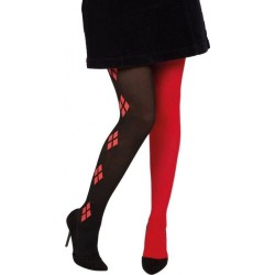 COLLANT ARLEQUIN OPAQUE NOIR - ROUGE