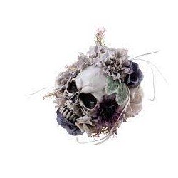 TETE DE MORT AVEC FLEURS 