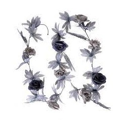 GUIRLANDE DE FLEURS GRIS 220 CM 