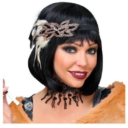 COLLIER DENTELLE AVEC PERLES ET CHAINES 