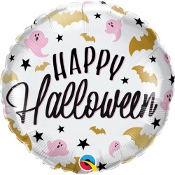 BALLON METALLIQUE ROND HAPPY HALLOWEEN  45 CM 