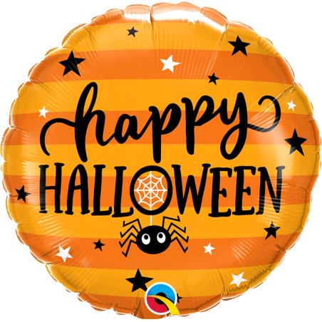 BALLON METALLIQUE ROND HAPPY HALLOWEEN ARAIGNEE  45 CM 