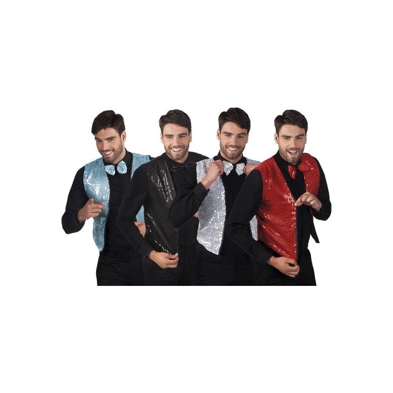 GILLET ET NOEUD PAPILLONS PAILLETTE COULEURS ASSORTIS  GILLET ET NOEUD PAPILLONS PAILLETTE COULEURS ASSORTIS