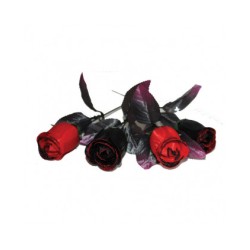 4 ROSES NOIRE ET ROUGE HALLOWEEN 