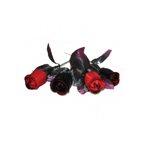 4 ROSES NOIRE ET ROUGE HALLOWEEN 