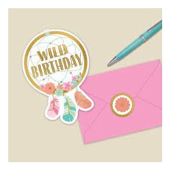 8 INVITATIONS FILLES WILD BIRTHDAY 