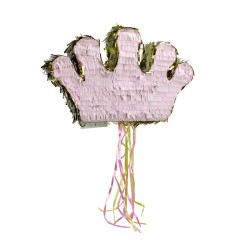 PINATA COURONNE DE PRINCESSE ROSE ET OR A TAPER OU A TIRER