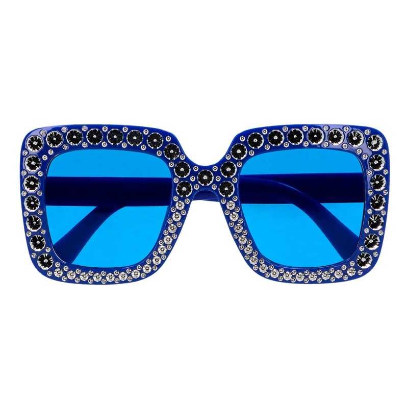 LUNETTE BLEU AVEC STRASS ARGENT 