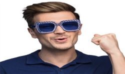 LUNETTE BLEU AVEC STRASS ARGENT 