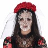 SERRE-TETE COIFFE DAY OF THE DEAD ROSES ROUGES AVEC VOILE