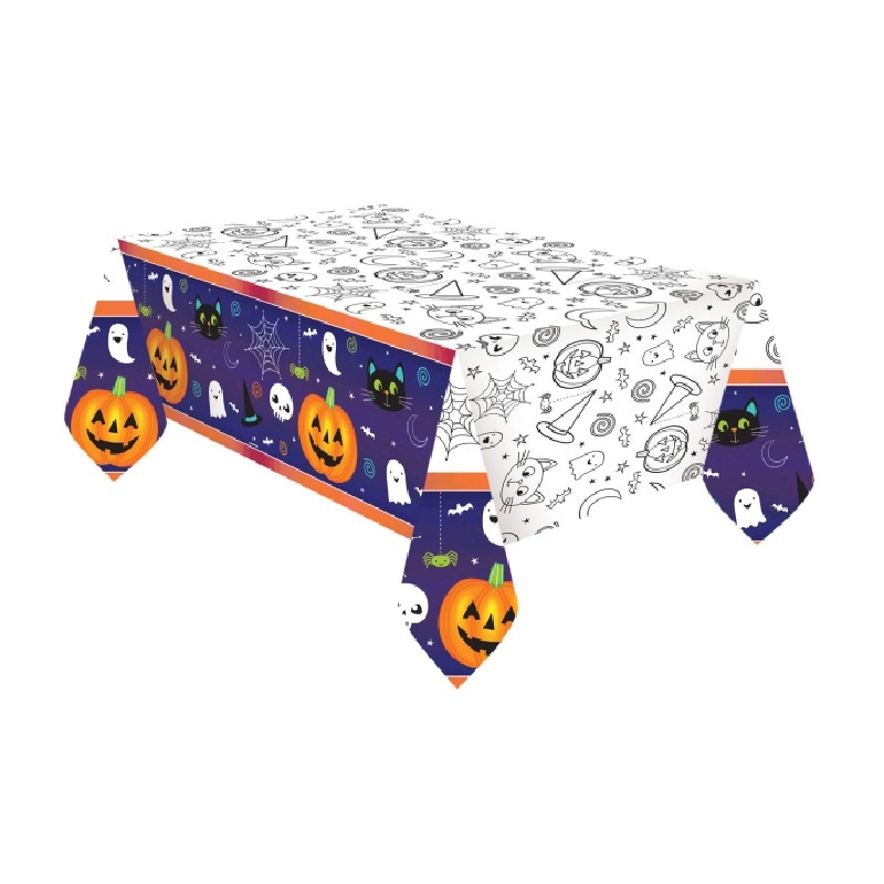 NAPPE HALLOWEEN FANTOME ET CITROUILLE 137 X 259 CM 