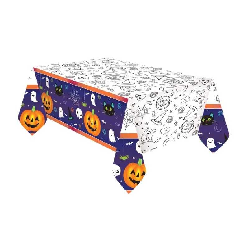 NAPPE HALLOWEEN FANTOME ET CITROUILLE 137 X 259 CM 