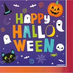 16 SERVIETTES HALLOWEEN CITROUILLE ET FANTOMES 23 CM