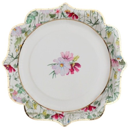 10 ASSIETTES FLEURS 21 CM 