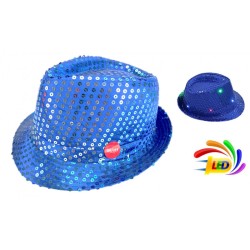 CHAPEAU 6 LEDS SEQUIN BLEU 