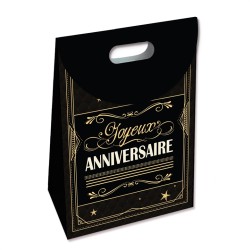 SAC CADEAU POCHETTE A RABAT GM ANNIVERSAIRE NOIR ET OR