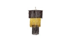 SUSPENSION METALLIQUE NOIR ET OR 40 X 115 CM 