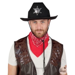 CHAPEAU COWBOY SHERIF FEUTRE NOIR ADULTE