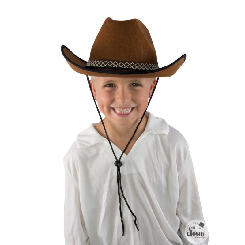 CHAPEAU COWBOY WESTERN FEUTRE MARRON ENFANT