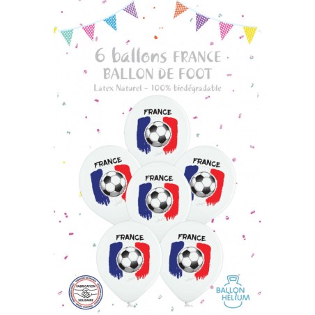 SACHET DE 6 BALLONS FOOT FRANCE 30 CM 