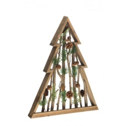 SAPIN BOIS VINTAGE NOEL ETOILES PAILLETTES 