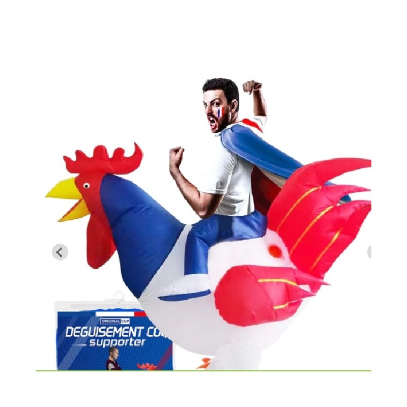 DEGUISEMENT GONFLABLE COQ SUPPORTER TAILLE UNIQUE  DEGUISEMENT GONFLABLE COQ SUPPORTER TAILLE UNIQUE